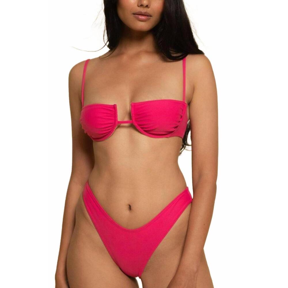 NEW MONTCE lulu zig-zag stitch bikini bottom in raspberry